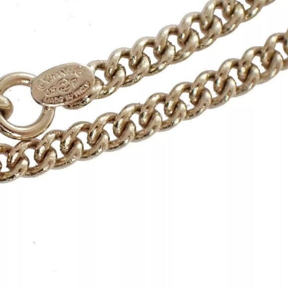 CHANEL CC Ribbon Chain Necklace 05P Color Stone Imitation Pearl Gold - Picture 10 of 13